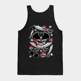 Skull Pirate Captain with Crossed Sabers Tank Top